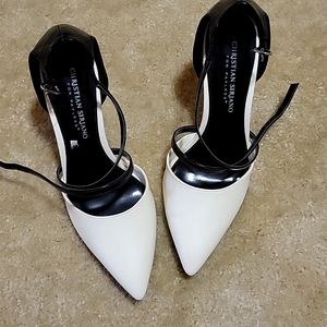Christian Siriano black & white heels